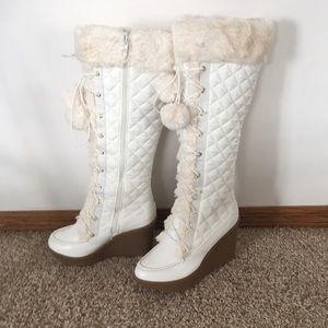 Haidee White Faux Fur Winter Boots